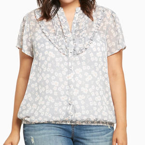 Torrid Floral Print Chiffon Ruffle Top Grey 4X